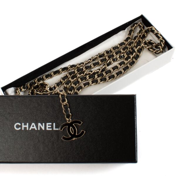 Chanel 04P Black Chain Belt 