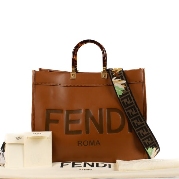 Fendi Camel Sunshine Large Top Handle Bag