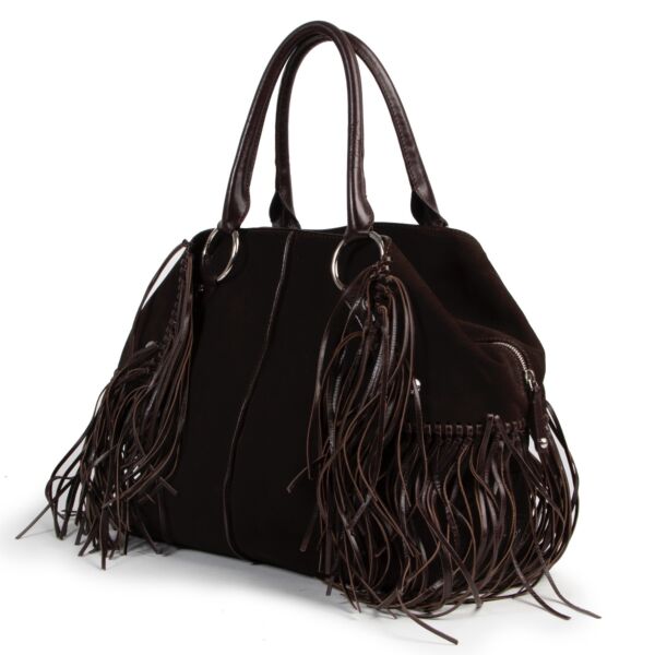 Tod's Brown Suede Fringe Satchel Bag