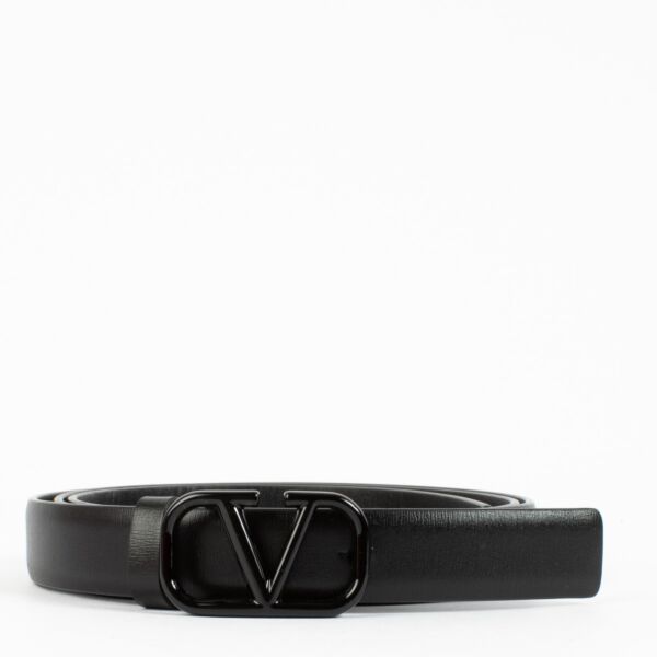Valentino Garavani Black Vlogo Signature 20 mm Belt - size 85