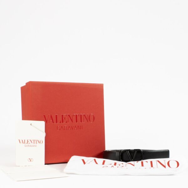Valentino Garavani Black Vlogo Signature 20 mm Belt - size 85