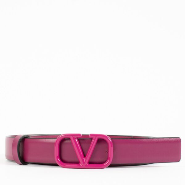 Valentino Garavani Fuchsia Vlogo Signature 20 mm Belt - size 90