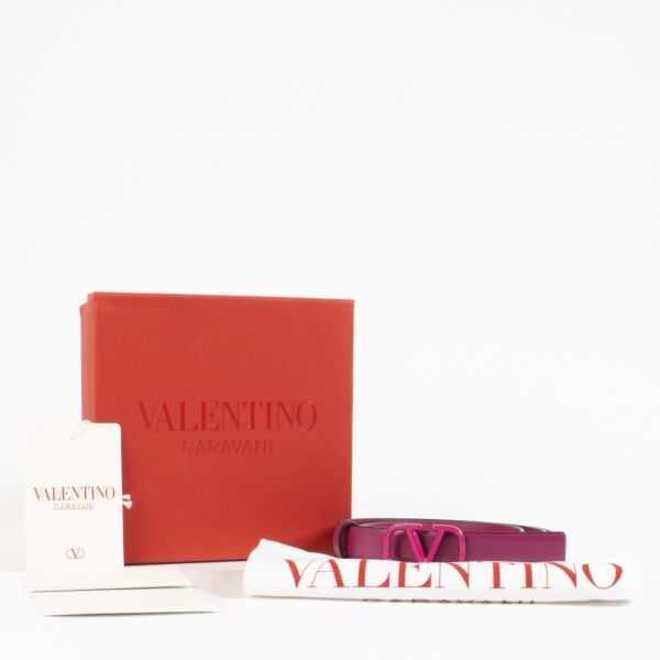 Valentino Garavani Fuchsia Vlogo Signature 20 mm Belt - size 90