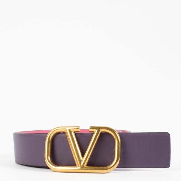 Valentino Garavani Pink/Purple Reversible Vlogo Signature 40 mm Belt - size 85