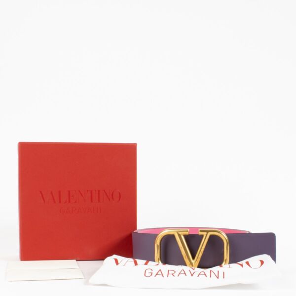 Valentino Garavani Pink/Purple Reversible Vlogo Signature 40 mm Belt - size 85