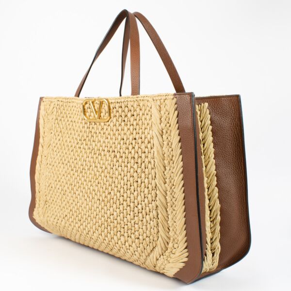 Valentino Garavani Raffia Vlogo Signature Top Handle