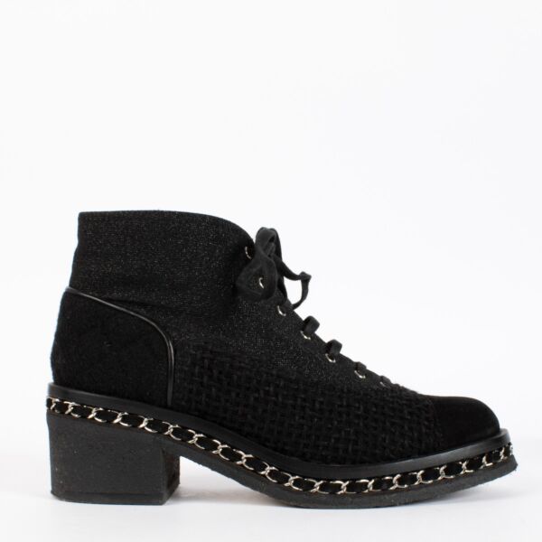 Authentic preloved Chanel Black Ankle Boots - Size 39 on Labellov.com
