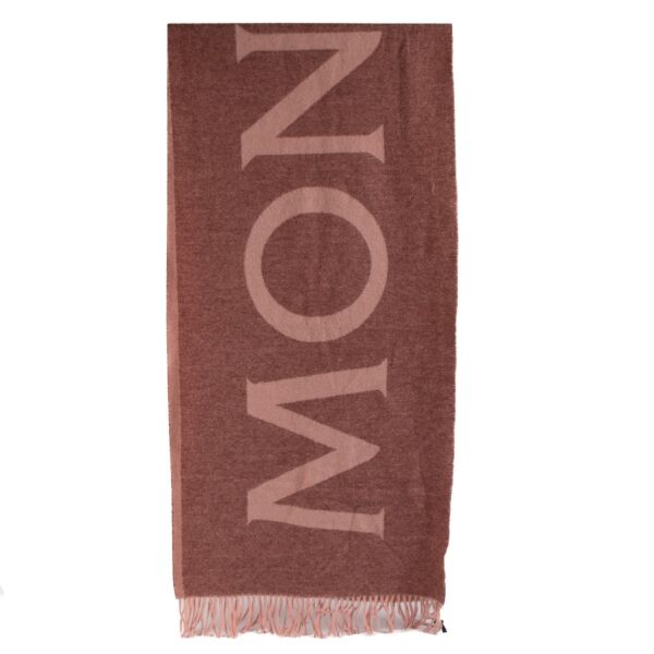 Moncler Pink Wool Blend Logo Scarf