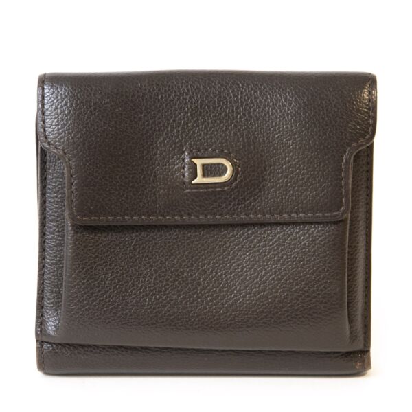 Authentieke Tweedehands Delvaux Dark Brown Wallet juiste prijs veilig online shoppen luxe merken webshop winkelen Antwerpen België mode fashion