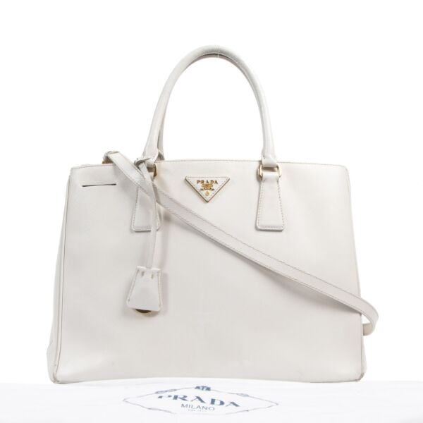 Prada White Large Galleria Saffiano Leather Tote Bag