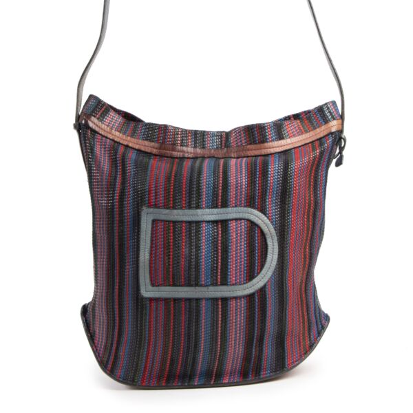 Authentieke Tweedehands Delvaux Le Pin Toile De Cuir Shoulder Bag juiste prijs veilig online shoppen luxe merken webshop winkelen Antwerpen België mode fashion 