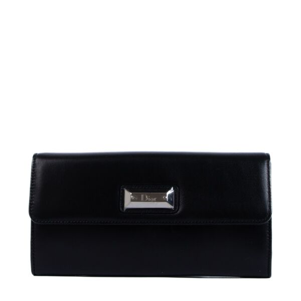 Christian Dior Black Lambskin Logo Wallet