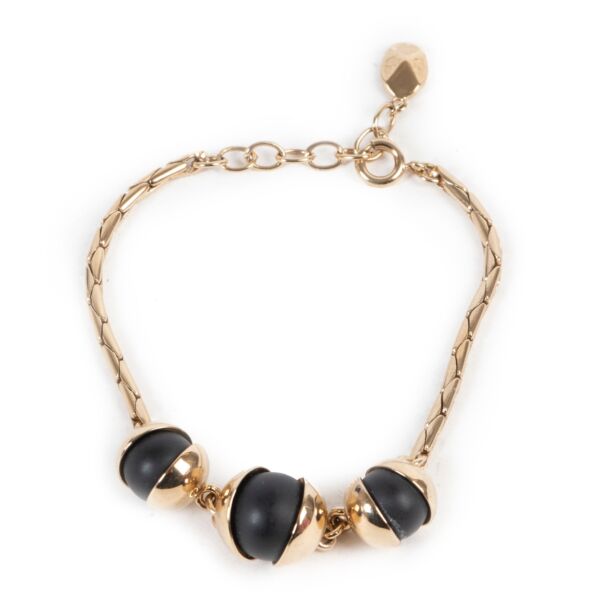 Shop safe online authentic second hand Dior Gold Bracelet With Black Pearls.