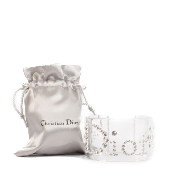 Christian Dior Vintage Plexi Rhinestone Bangle Bracelet