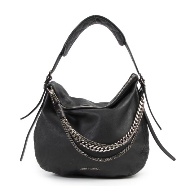 Jimmy Choo Black Biker Chain Hobo Bag