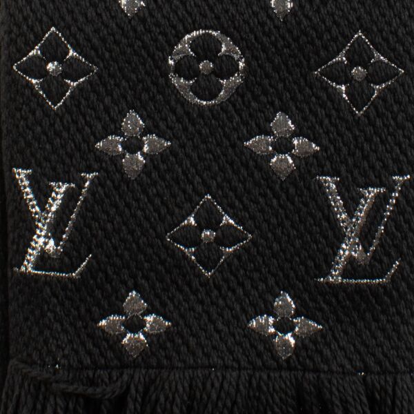 Louis Vuitton Black Logomania Shine Scarf