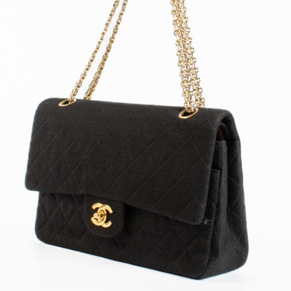 Chanel Black Fabric Medium Vintage Classic Bag