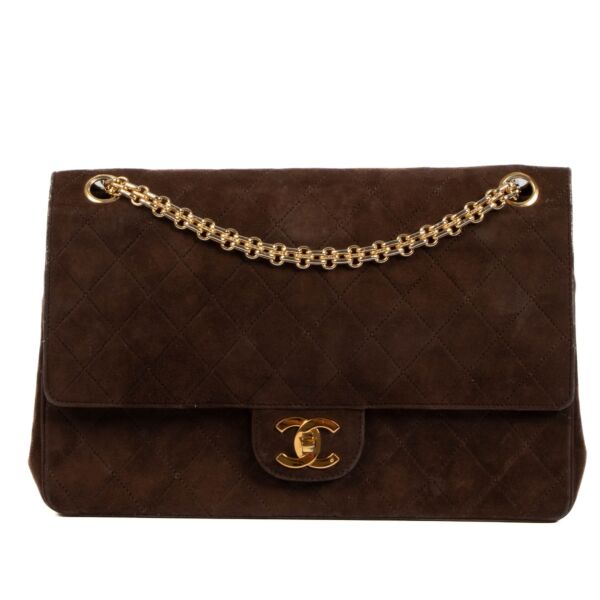 shop 100% authentic second hand Chanel Vintage Brown Suede 2.55 Chain Classic Flap Bag on Labellov.com