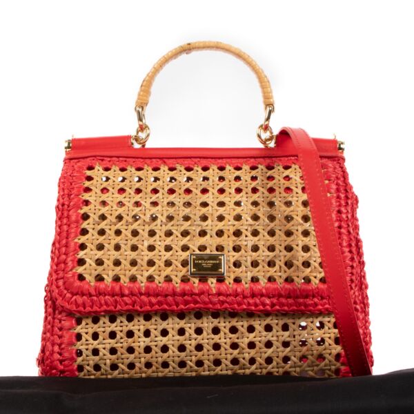 Dolce & Gabbana Red Wicker Medium Sicily Bag