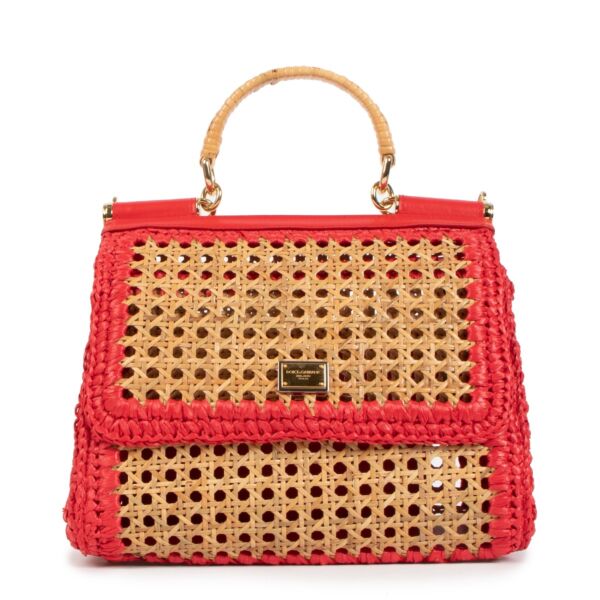 Dolce & Gabbana Red Wicker Medium Sicily Bag