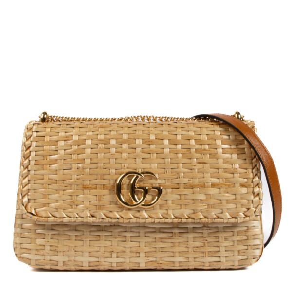 Gucci Glazed Wicker Cestino Small Flap Bag for the best price at Labellov.