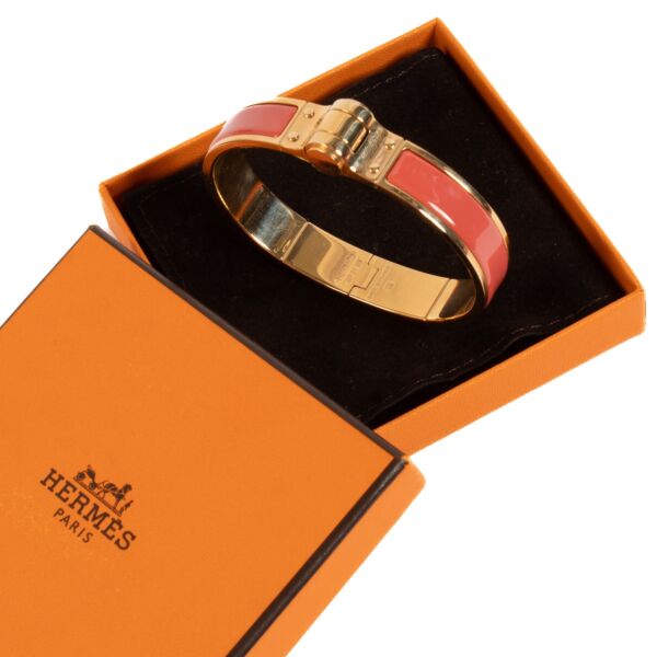 Hermès Rouge Corail Charnière Bracelet - Size M