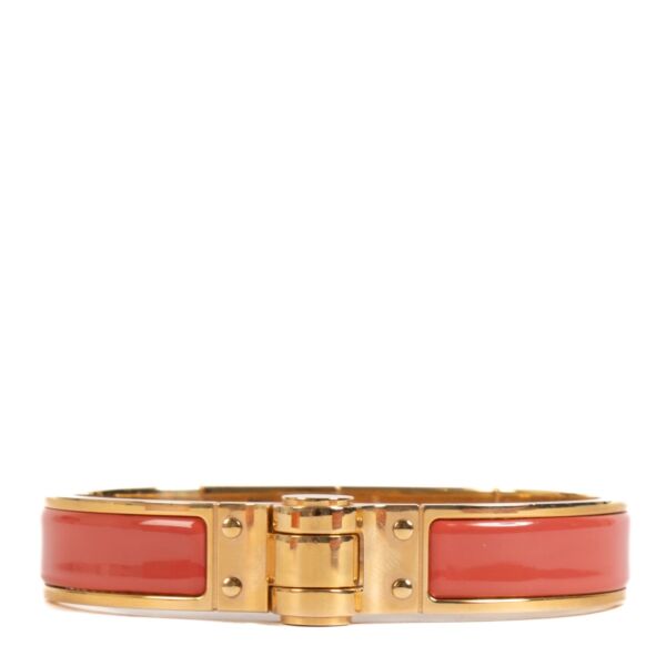 Hermès Rouge Corail Charnière Bracelet