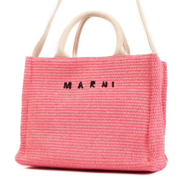 Marni Pink Raffia Small Tote Bag
