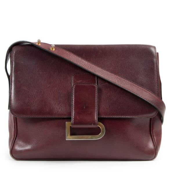 Delvaux Burgundy Leather Poirier Crossbody Bag