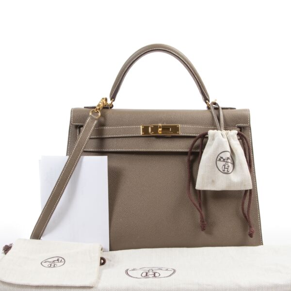 Hermès Kelly Sellier 32 Veau Epsom Etoupe GHW