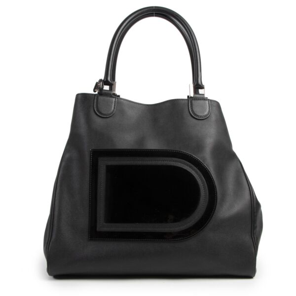 Authentieke Tweedehands Delvaux Back Le Louise Tote Shoulder Bag designer bags fashion luxury vintage webshop safe secure online shopping
