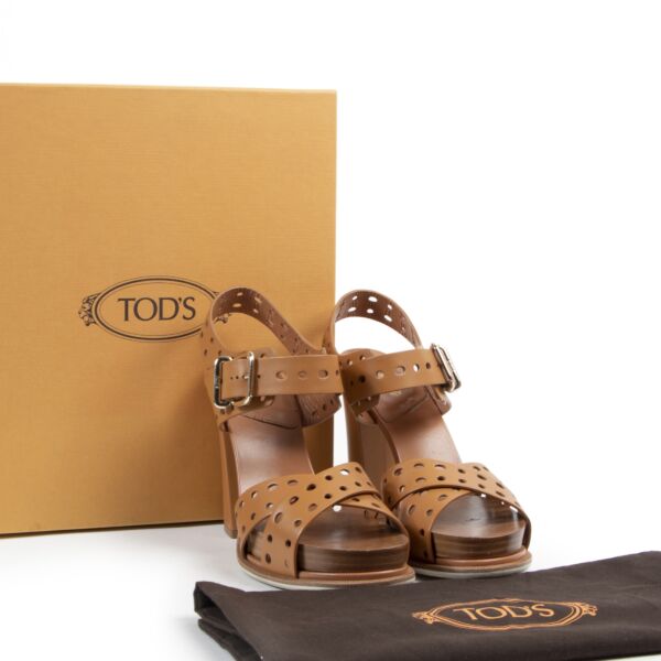 Tod's Camel Leather Platform Block Heels - Size 38,5