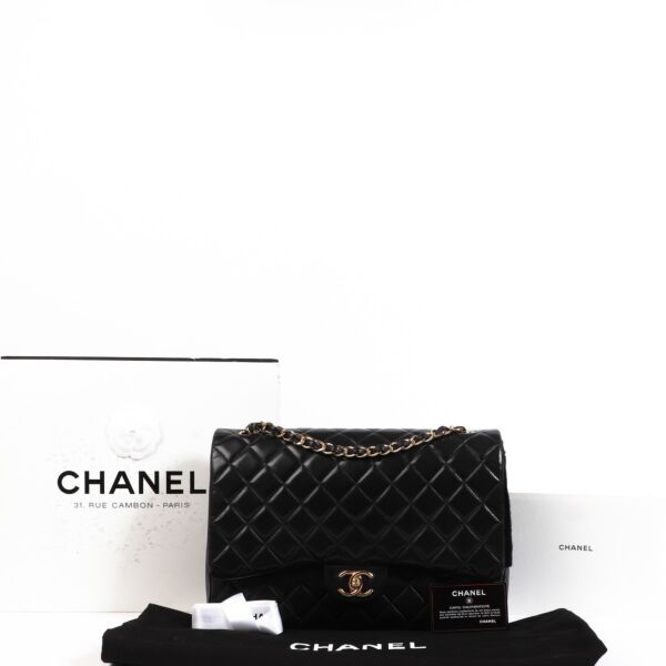 Chanel Black Lambskin Maxi Classic Flap Bag