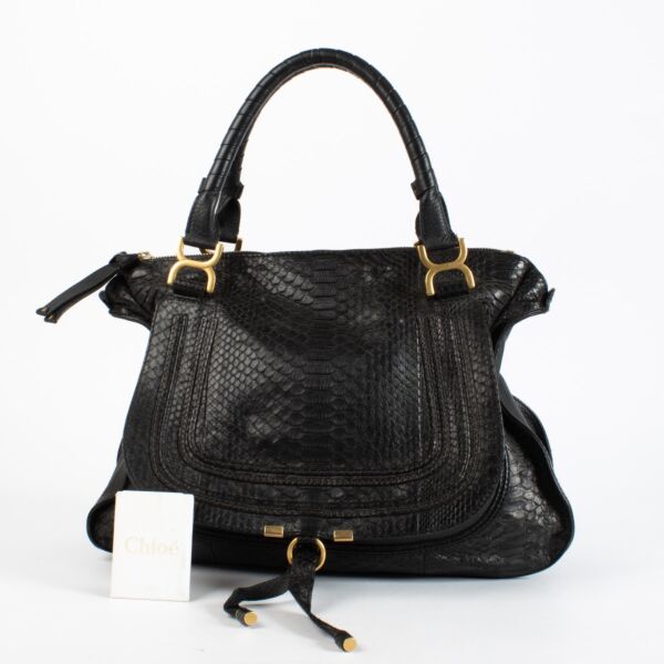 Chloe Black Python large Marcie Bag Top Handle