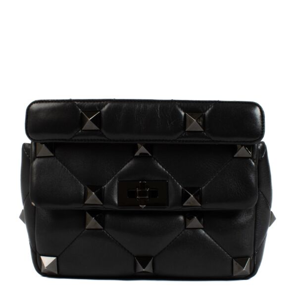 Buy authentic second hand Valentino Garavani Black Leather Medium Roman Stud Bag at Labellov.com 