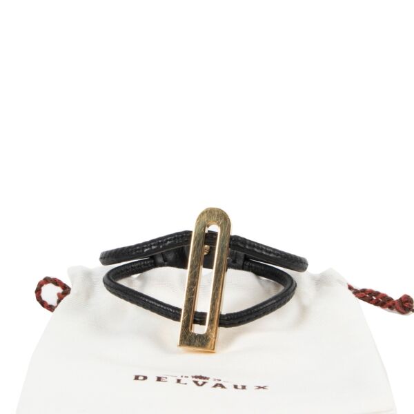 Delvaux Black Leather Déclic Bracelet
