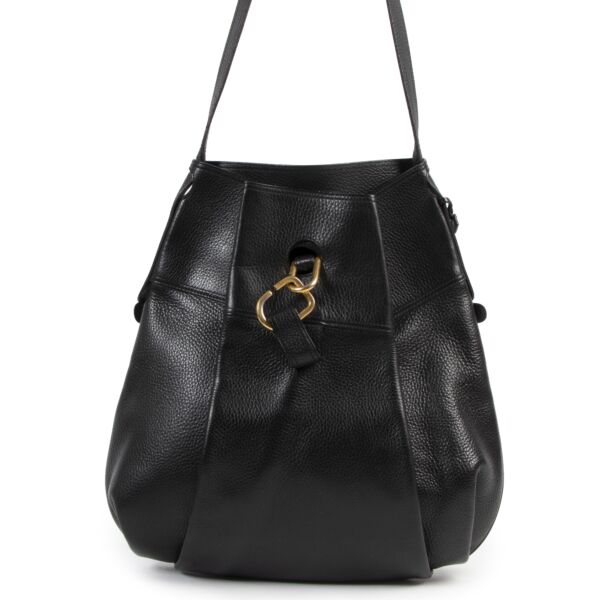 Authentique seconde-main Delvaux noir sacs-à-main online en ligne webshop LabelLOV Anvers.