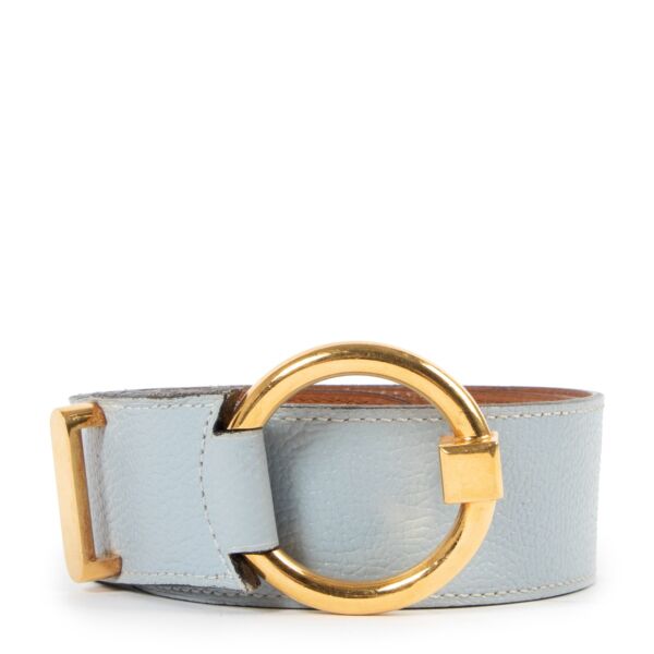 Delvaux Baby Blue Leather Belt - Size 80