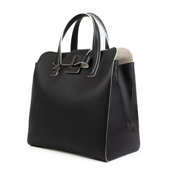 Delvaux Simplissime Tote Rodeo Bicolore Black & Ivory