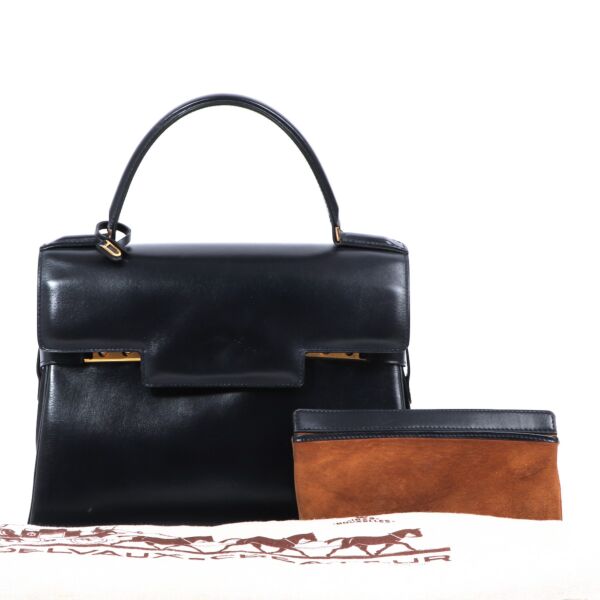 Delvaux Tempête MM Vintage Navy Blue Box Calf