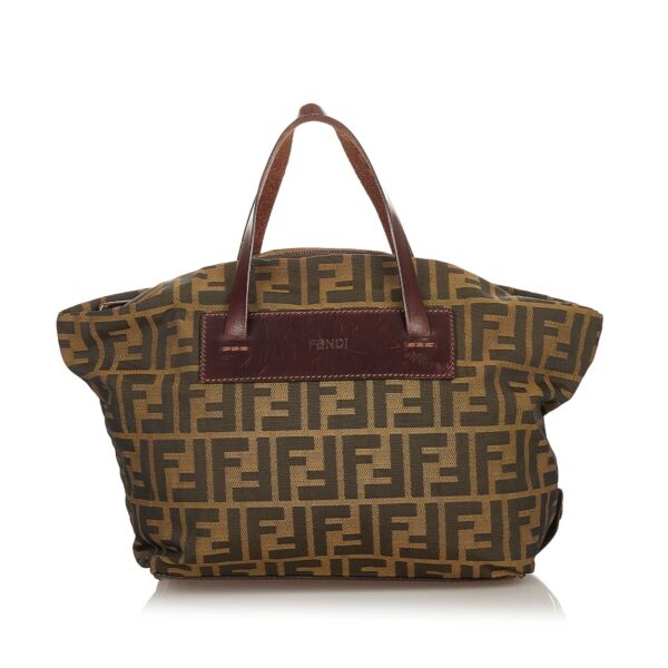 Buy online an authentic second hand Fendi Zucca Canvas Top Handle Bag in good condition at Labellov in Antwerp. 