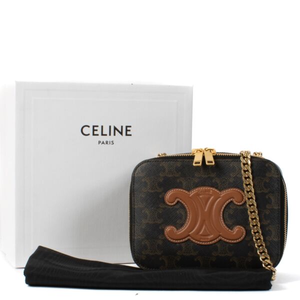 Celine Triomphe Canvas Box On Chain Shoulder Bag