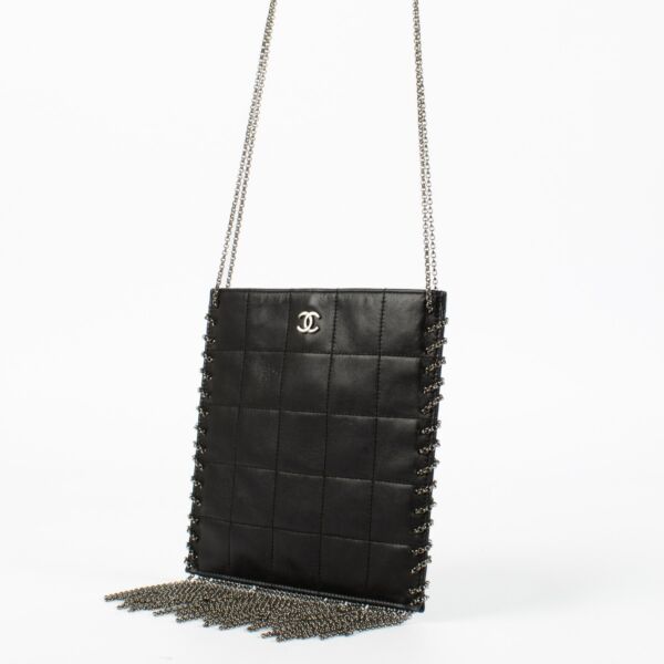 Chanel 2002 Vintage Fringe Chain Black Quilted Crossbody Bag