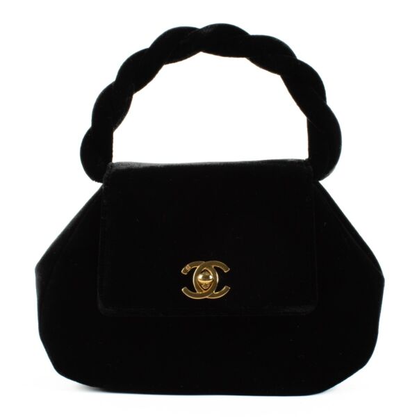 Chanel Vintage Black Velvet Twisted Handle Bag