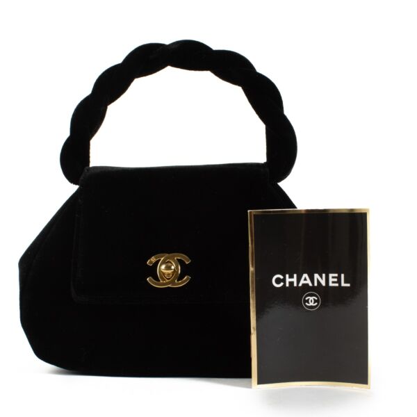 Chanel Vintage Black Velvet Twisted Handle Bag