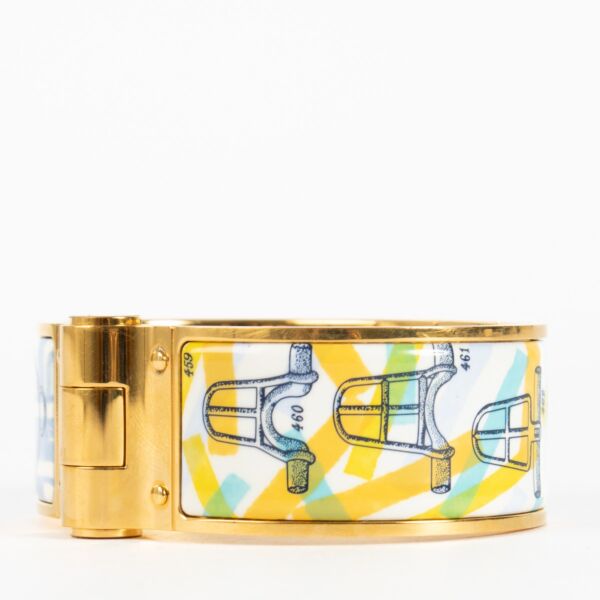 Hermès Gold Enamel Hinged Bracelet