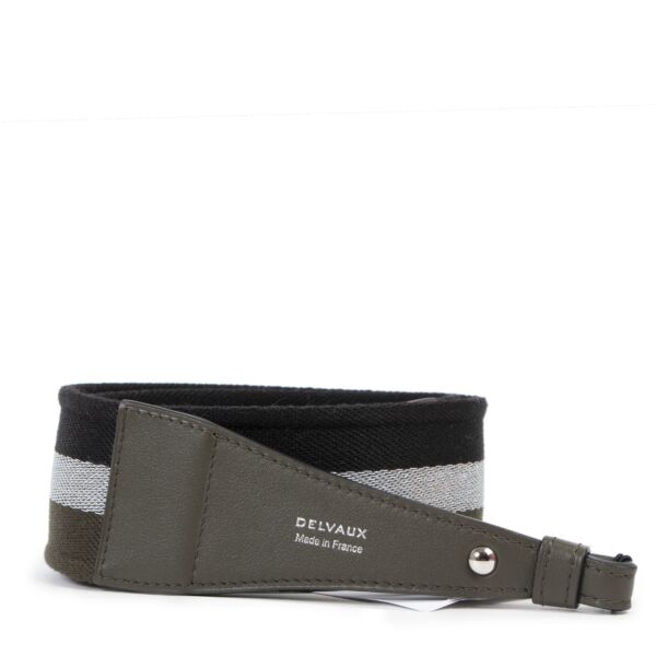 Delvaux Khaki Black Silver Sangle Shoulder Strap for the best price at Labellov secondhand luxury