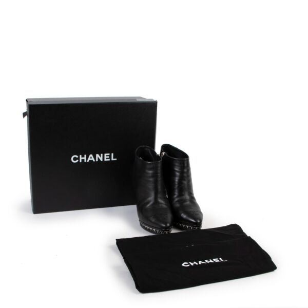 Chanel Autumn 2014 Black CC Chain Platform Ankle Boots - Size 37,5 