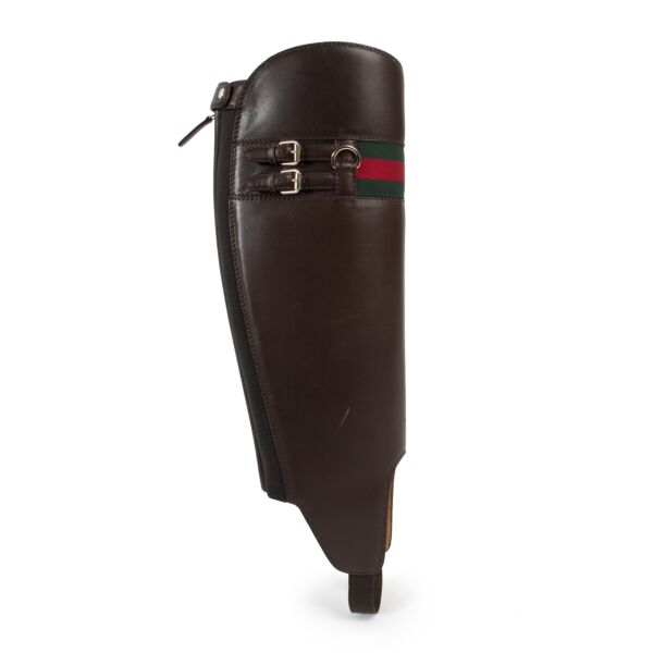 Authentic secondhand Gucci Brown Web Leather Boot Shaft Gaiters - Size 38,5 designer shoes fashion luxury vintage webshop safe secure online shopping