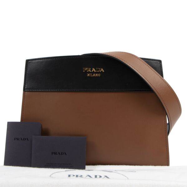 Prada Brown Esplanade Leather Shoulder Bag